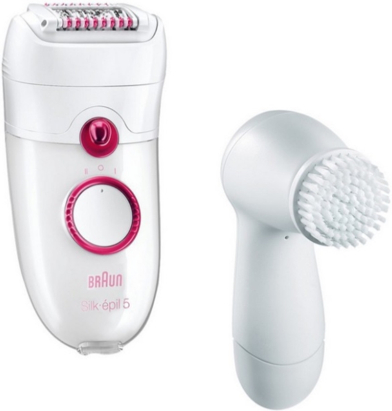 BRAUN Silk épil 5 (5329) epilatore Braun 40 pinzette bianco e rosa + 3 accessori